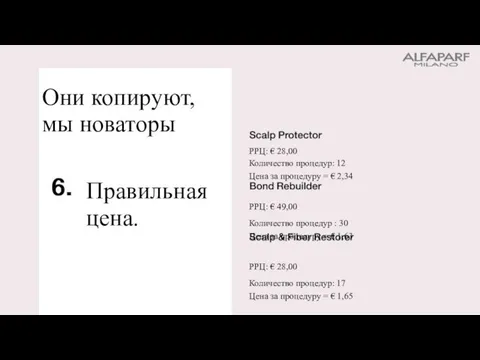 Правильная цена. РРЦ: € 28,00 Количество процедур: 12 Цена за процедуру