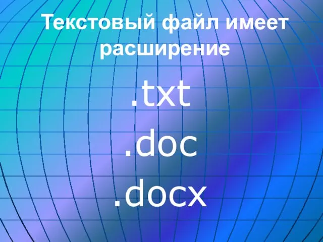 Текстовый файл имеет расширение .txt .doc .docx