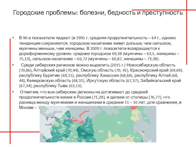 Городские проблемы: болезни, бедность и преступность В 90-е показатели падают (в