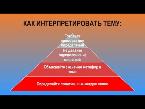 КАК ИНТЕРПРЕТИРОВАТЬ ТЕМУ: