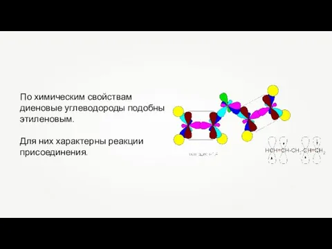 По химическим свойствам диеновые углеводороды подобны этиленовым. Для них характерны реакции присоединения.