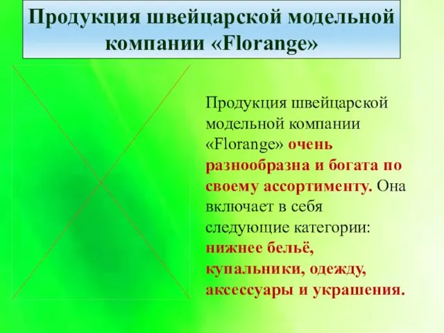 Продукция швейцарской модельной компании «Florange» Продукция швейцарской модельной компании «Florange» очень