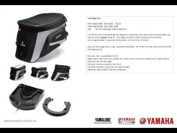 Tank Bag Tour YMEFTBAGTR00 TANK BAG – TOUR YMEFTBAGRG00 TANK BAG