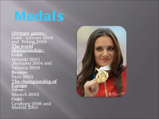 Medals Olympic games : Gold : Athenes 2004 and Peking 2008