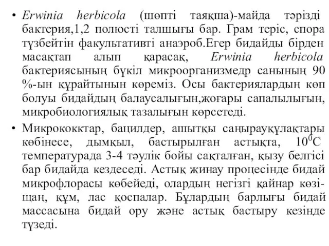 Erwinia herbicola (шөпті таяқша)-майда тәрізді бактерия,1,2 полюсті талшығы бар. Грам теріс,