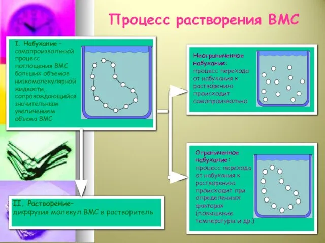 Процесс растворения ВМС II. Растворение– диффузия молекул ВМС в растворитель