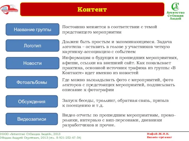 Название группы Логотип Постоянно меняется в соответствии с темой предстоящего мероприятия