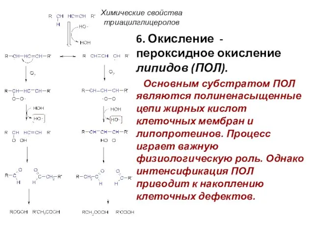 6. Окисление - пероксидное окисление липидов (ПОЛ). Основным субстратом ПОЛ являются