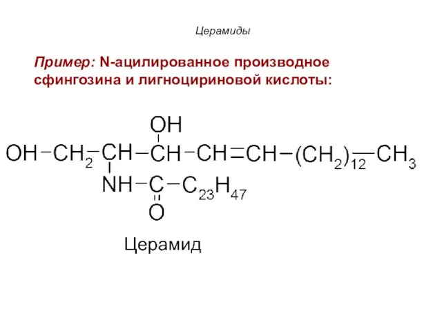 Церамиды Пример: N-ацилированное производное сфингозина и лигноцириновой кислоты: