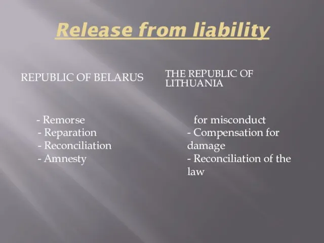 Release from liability REPUBLIC OF BELARUS THE REPUBLIC OF LITHUANIA -