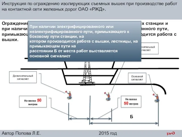 Ограждение вышки при производстве работ на боковых путях станции и при