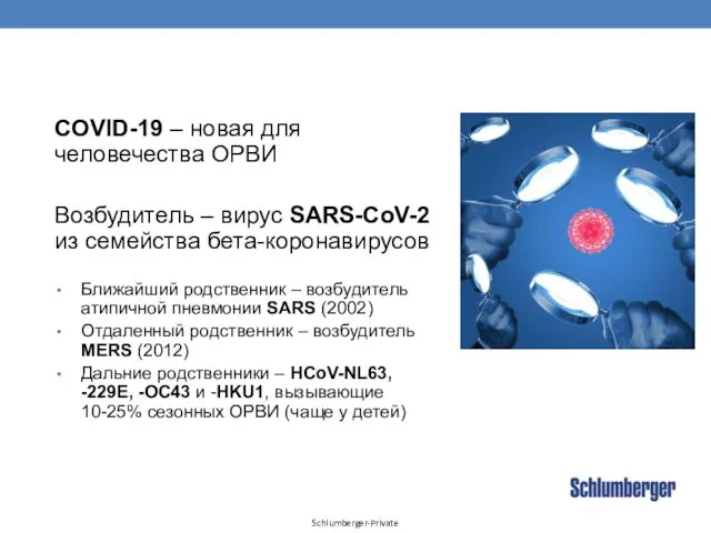 COVID-19 – новая для человечества ОРВИ Возбудитель – вирус SARS-CoV-2 из