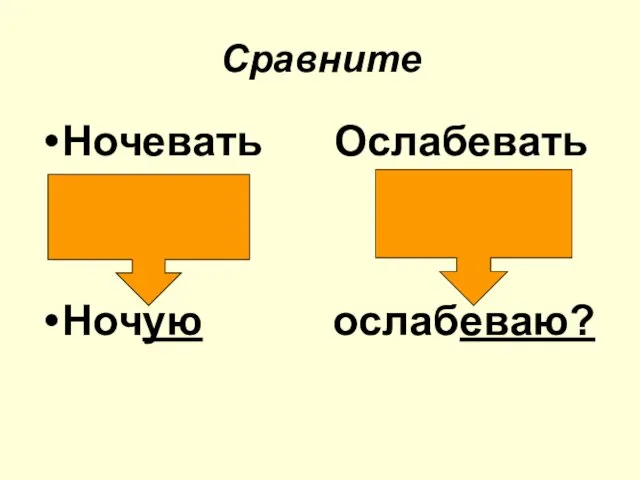 Сравните Ночевать Ослабевать Ночую ослабеваю?