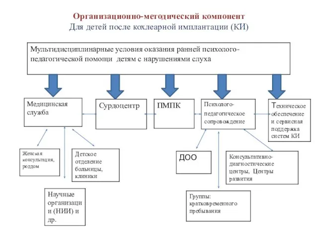 Организационно-методический компонент Для детей после кохлеарной имплантации (КИ)