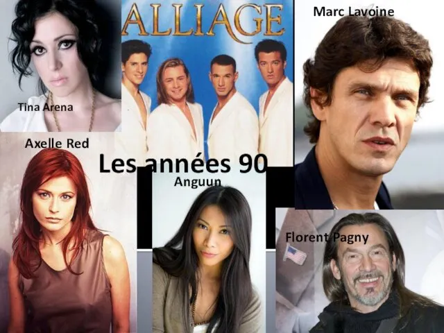 Axelle Red Florent Pagny Marc Lavoine Anguun Tina Arena Les années 90