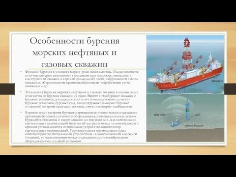 Особенности бурения морских нефтяных и газовых скважин Функции бурения в условиях