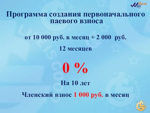 Программа создания первоначального паевого взноса от 10 000 руб. в месяц