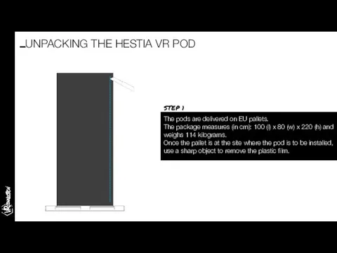 The pods are delivered on EU pallets. The package measures (in