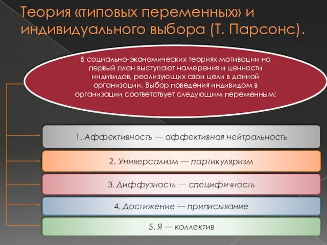 В социально-экономических теориях мотивации на первый план выступают намерения и ценности