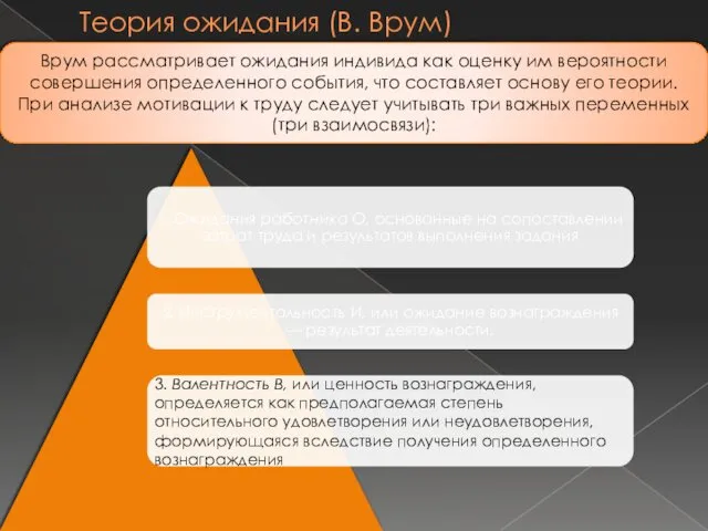 3. Валентность В, или ценность вознаграждения, определяется как предполагаемая степень относительного