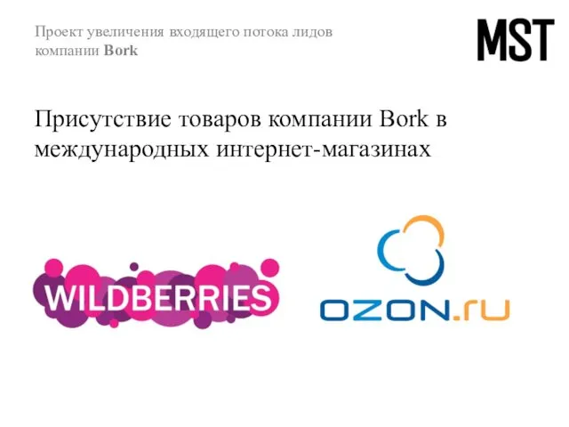 Присутствие товаров компании Bork в международных интернет-магазинах Проект увеличения входящего потока лидов компании Bork