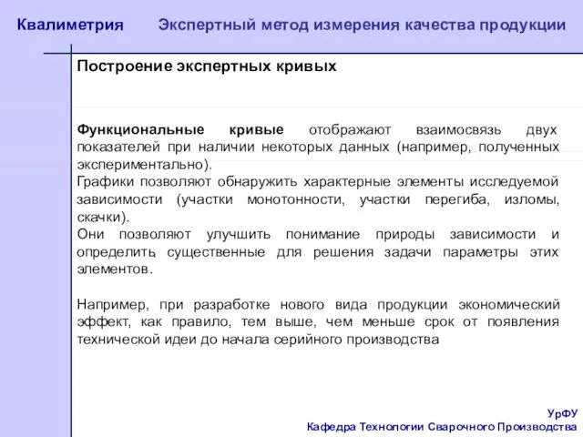 УрФУ Кафедра Технологии Сварочного Производства Квалиметрия Экспертный метод измерения качества продукции