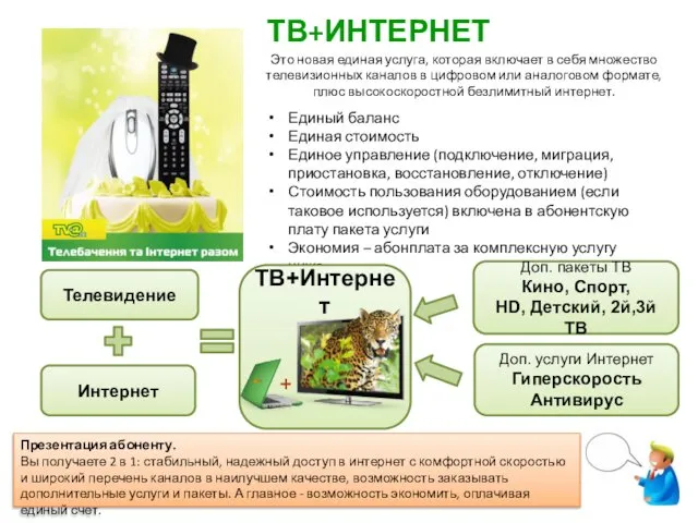 Это новая единая услуга, которая включает в себя множество телевизионных каналов