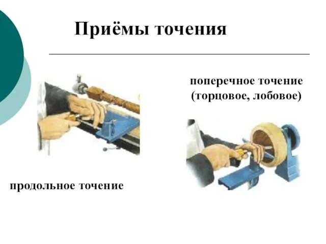 Приёмы точения продольное точение поперечное точение (торцовое, лобовое)