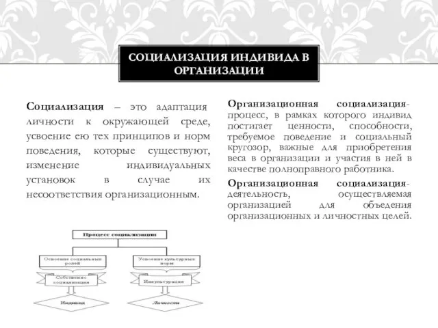 Социализация – это адаптация личности к окружающей среде, усвоение ею тех