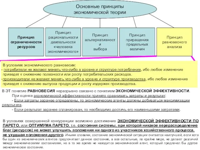 Основные принципы экономической теории Принцип ограниченности ресурсов Принцип рациональности деятельности «человека