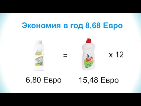 x 12 6,80 Евро = 15,48 Евро Экономия в год 8,68 Евро