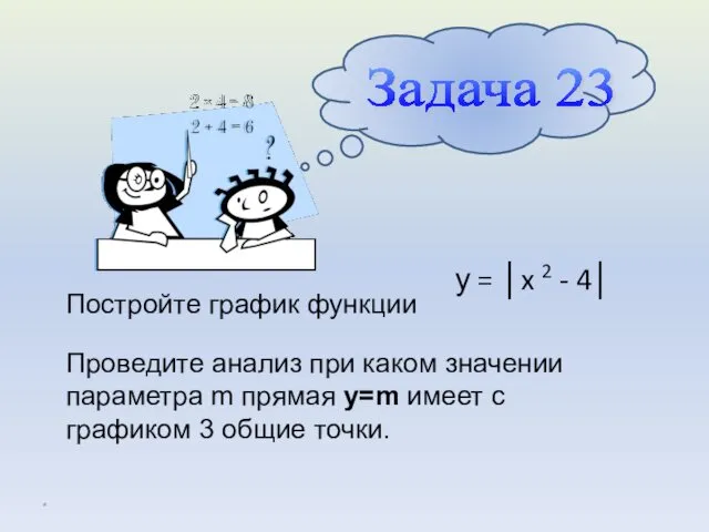 у = │x 2 - 4│ * Постройте график функции Проведите