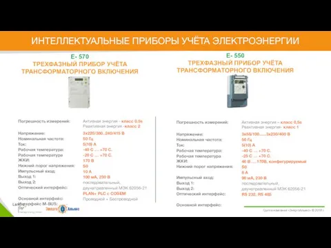 ИНТЕЛЛЕКТУАЛЬНЫЕ ПРИБОРЫ УЧЁТА ЭЛЕКТРОЭНЕРГИИ Е- 570 ТРЕХФАЗНЫЙ ПРИБОР УЧЁТА ТРАНСФОРМАТОРНОГО ВКЛЮЧЕНИЯ