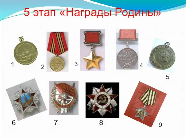 1 2 3 4 5 6 7 8 9 5 этап «Награды Родины»