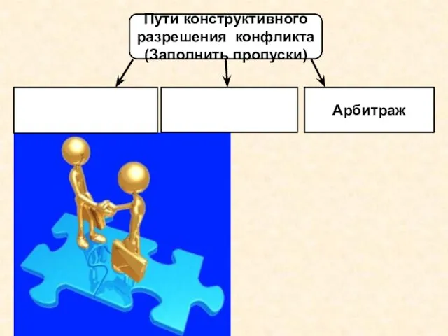 Пути конструктивного разрешения конфликта (Заполнить пропуски) Арбитраж