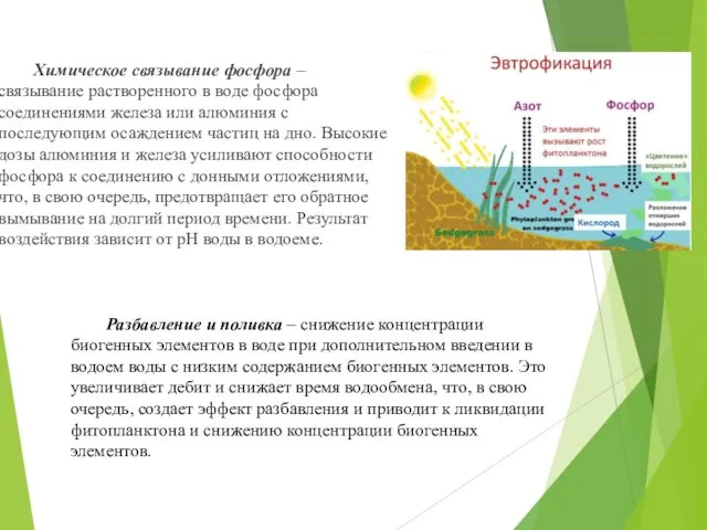 Химическое связывание фосфора – связывание растворенного в воде фосфора соединениями железа