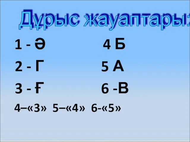 1 - Ә 4 Б 2 - Г 5 А 3