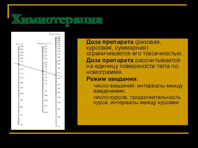 * ВМедА Химиотерапия Доза препарата (разовая, курсовая, суммарная) ограничивается его токсичностью.