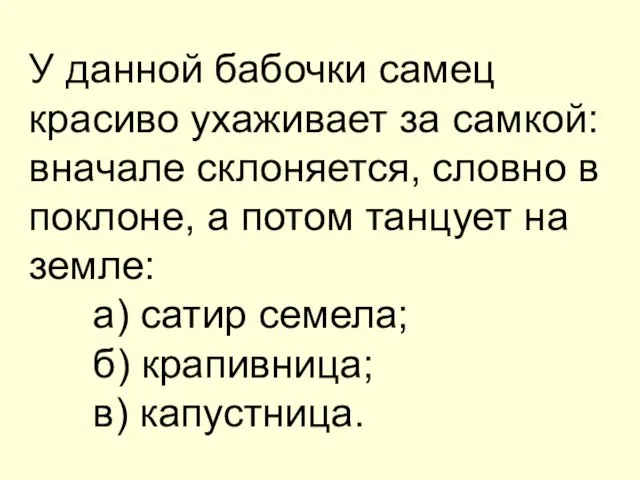 У данной бабочки самец красиво ухаживает за самкой: вначале склоняется, словно