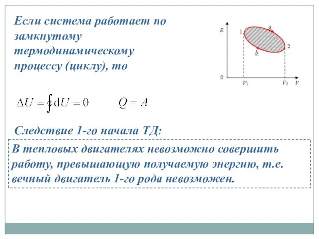 Если система работает по замкнутому термодинамическому процессу (циклу), то В тепловых