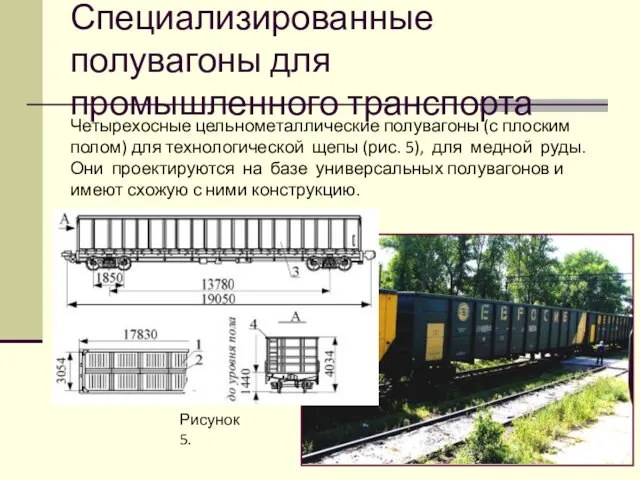 Специализированные полувагоны для промышленного транспорта Четырехосные цельнометаллические полувагоны (с плоским полом)