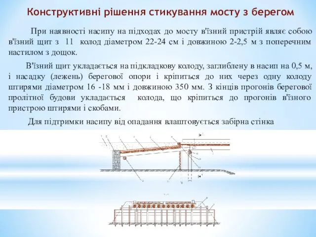 Конструктивні рішення стикування мосту з берегом При наявності насипу на підходах