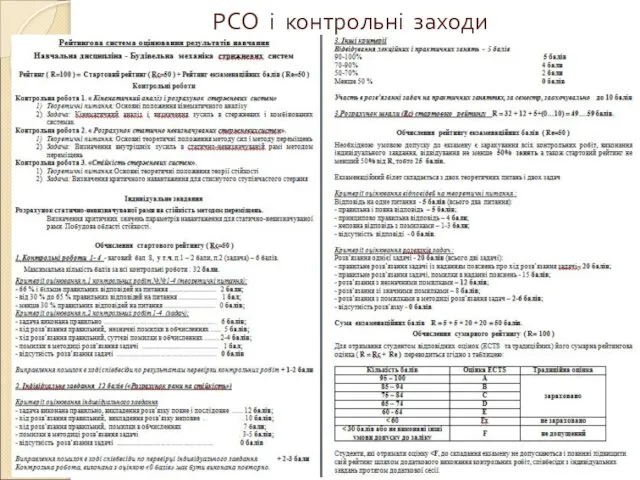 РСО і контрольні заходи