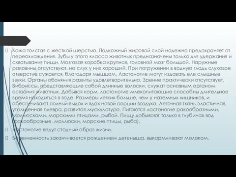 Кожа толстая с жесткой шерстью. Подкожный жировой слой надежно предохраняет от