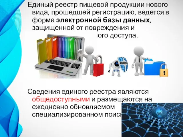 Единый реестр пищевой продукции нового вида, прошедшей регистрацию, ведется в форме