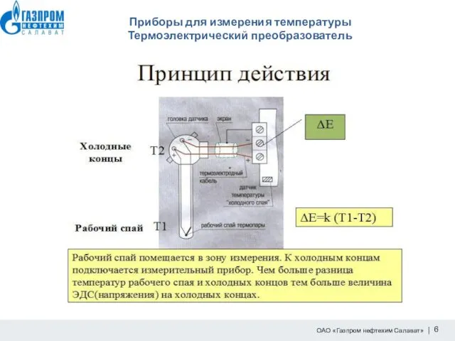 Приборы для измерения температуры Термоэлектрический преобразователь