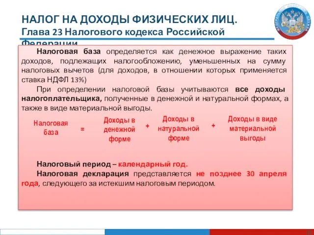 НАЛОГ НА ДОХОДЫ ФИЗИЧЕСКИХ ЛИЦ. Глава 23 Налогового кодекса Российской Федерации