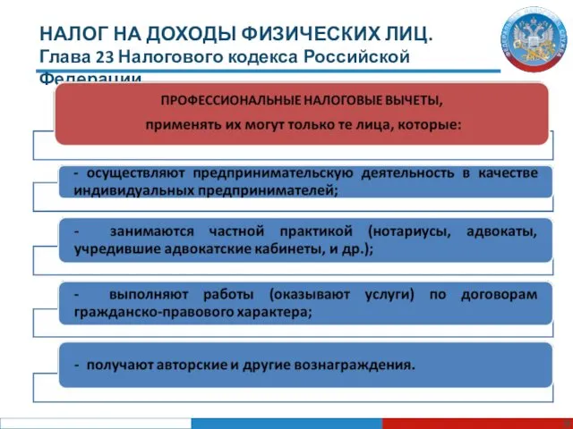 НАЛОГ НА ДОХОДЫ ФИЗИЧЕСКИХ ЛИЦ. Глава 23 Налогового кодекса Российской Федерации