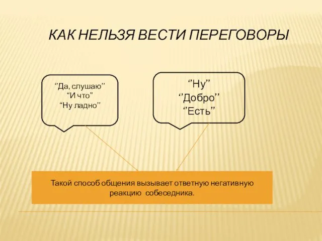 КАК НЕЛЬЗЯ ВЕСТИ ПЕРЕГОВОРЫ ‘’Да, слушаю’’ “И что” “Ну ладно’’ ‘’Ну’’