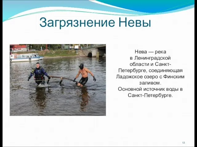 Загрязнение Невы Нева — река в Ленинградской области и Санкт-Петербурге, соединяющая